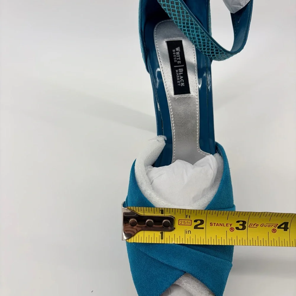 White House Black Market Teal Snake Embossed Platform Heels Size 9.5‎